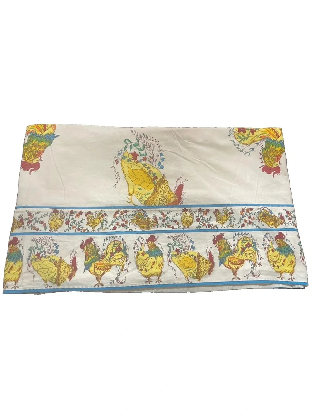 April Cornell Rooster Tablecloth 55x95 Farmhouse Floral Rectangular Cotton